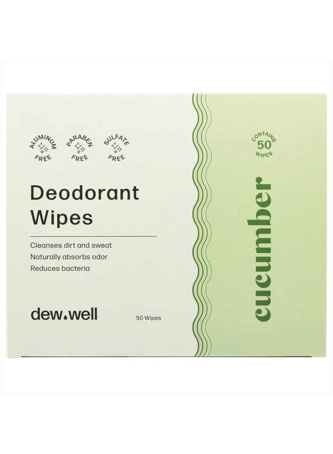 Refresh Deodorant Wipes - A Fresh Start When You're On the Go - Aluminum, Paraben, and Sulfate Free - Cucumber Scent - 50 Individually Wrapped Wipes