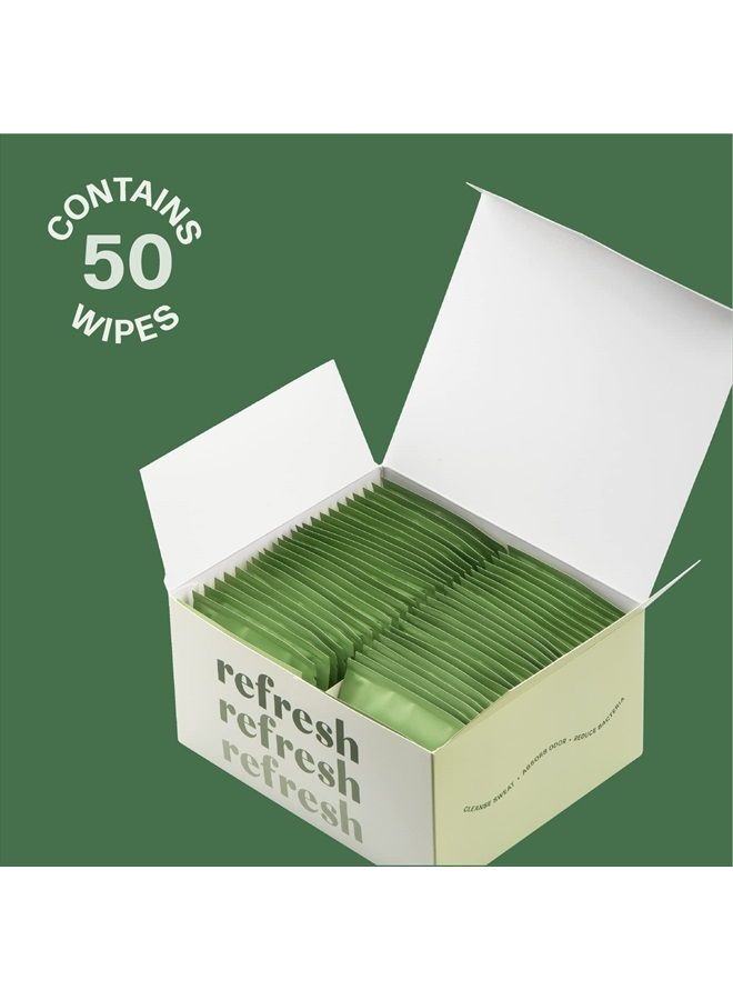 Refresh Deodorant Wipes - A Fresh Start When You're On the Go - Aluminum, Paraben, and Sulfate Free - Cucumber Scent - 50 Individually Wrapped Wipes