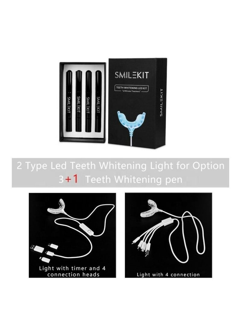 USB Powered LED Teeth Whitening Kit Stain Remover 16 Minutes Treatment Dental Care Unisex