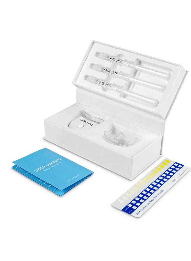 Teeth Whitening Kit (In White Box) Teeth Whitening Gel 5X LED Accelerator Light Tray Teeth Whitener Whitening Brightening Stain & Plaque Removal Unisex