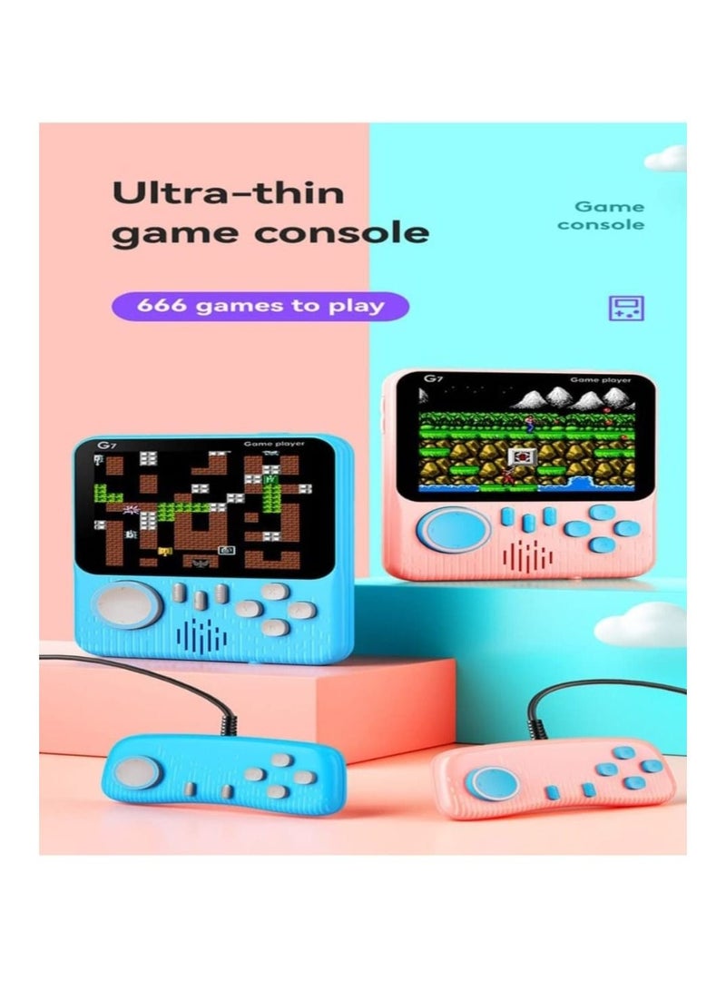 G7 Ultra-thin Mini Retro Handheld Portable Game Console 3.5-Inch LCD Color Screen Built-In 666 Game with Inbuilt Speaker Connect with TV Gameboy Best Gifts for Kids Game Box (colour per as available)