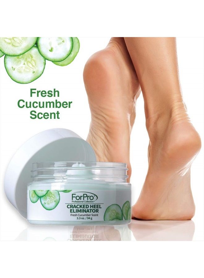 ForPro Cracked Heel Eliminator, Fresh Cucumber Scent, Intensive Repair Treatment for Rough, Dry & Cracked Heels, Reduces Calluses & Skin Build Up, 3.3 oz.