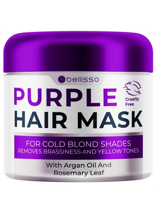 Purple Hair Mask for Blonde Hair - No ​More​ Yellow ​or Copper Tones ​- Deep Conditioner ​for​ Color Treated ​Locks​ ​with​ Keratin ​and​ Moroccan Argan Oil Treatment