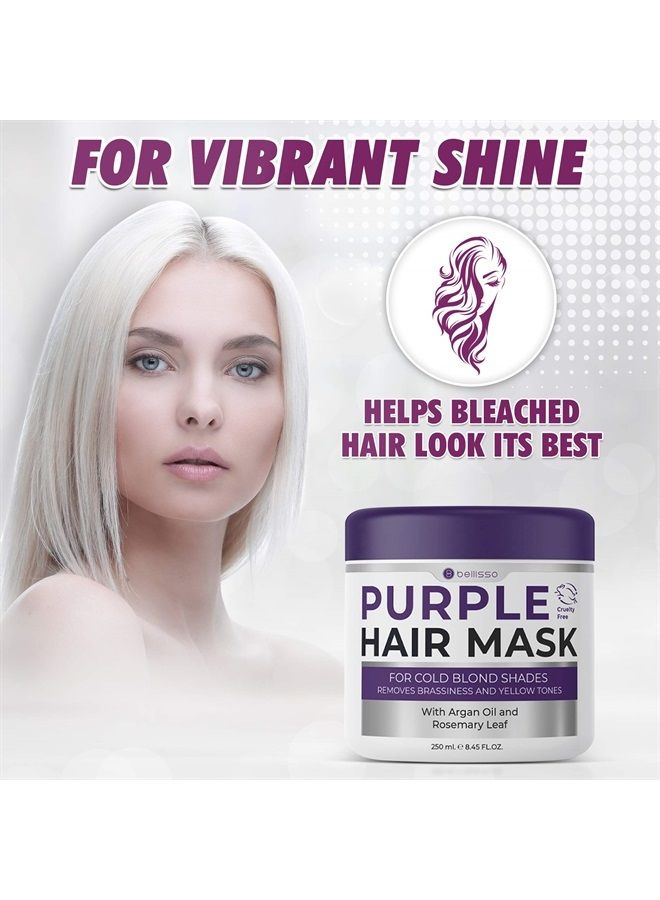 Purple Hair Mask for Blonde Hair - No ​More​ Yellow ​or Copper Tones ​- Deep Conditioner ​for​ Color Treated ​Locks​ ​with​ Keratin ​and​ Moroccan Argan Oil Treatment