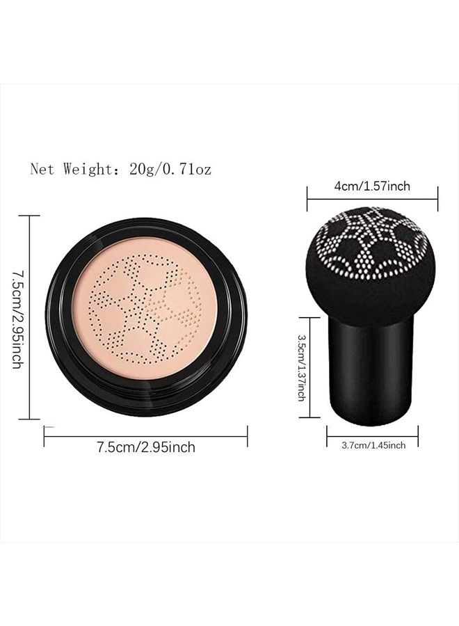 Air Cushion CC Cream Mushroom Head Foundation, SuperThinker Moisturizing BB Cream Makeup Long Lasting Matte Concealer (1 PCS/Natural)