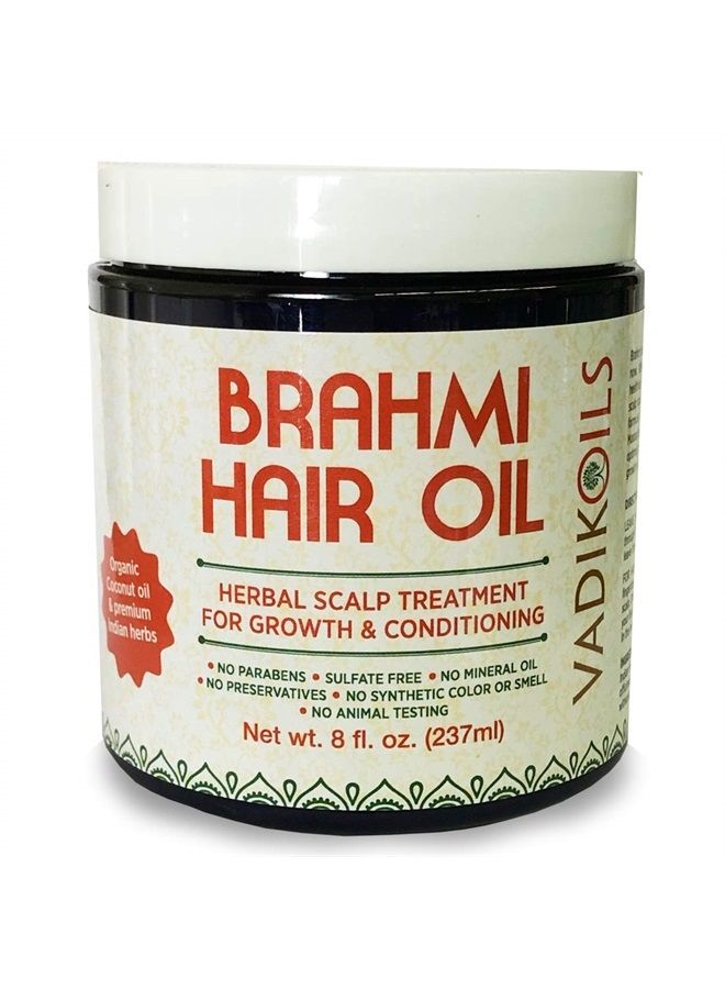 Brahmi Hair Oil (8 oz) All natural herbal hair oil for hair growth, hair conditioning, dandruff and dry scalp with Rosemary Oil | Herbal scalp treatment