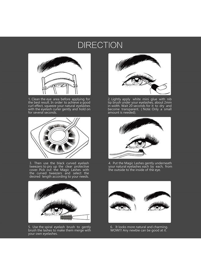 DIY Eyelash Extension, 3D Effect Glue Bonded Band Individual Lash 24 Clusters Volume Lashes Set, At Home Eyelash Extension, C curl, Pack 12mm,14mm (KIT)