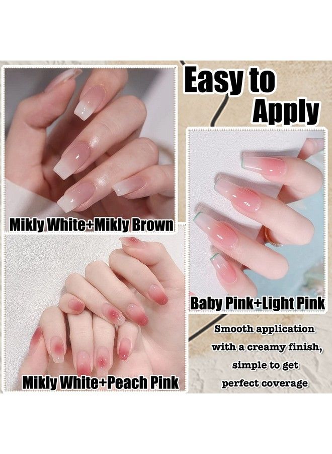 Gel Nail Polish Nude Gel Polish Kit Sheer Milky White Icy Jelly Translucent Gel Polish Set Color Neutral Soak Off Art Home Diy Manicure Salon Varnish6Pcs