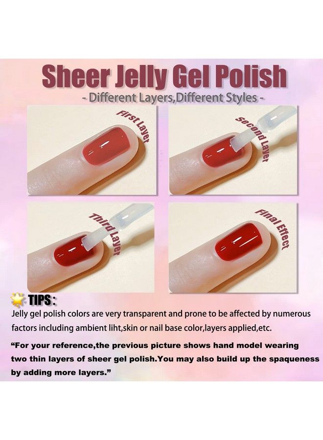 Gel Nail Polish Nude Gel Polish Kit Sheer Milky White Icy Jelly Translucent Gel Polish Set Color Neutral Soak Off Art Home Diy Manicure Salon Varnish6Pcs