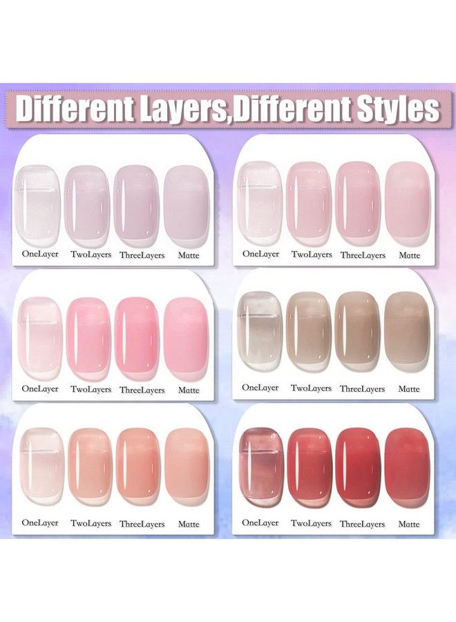 Gel Nail Polish Nude Gel Polish Kit Sheer Milky White Icy Jelly Translucent Gel Polish Set Color Neutral Soak Off Art Home Diy Manicure Salon Varnish6Pcs