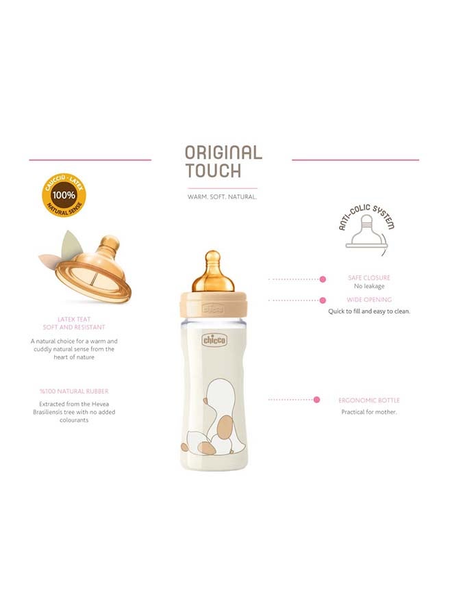 Original Touch Feeding Bottle 250ml Adjustable Flow 2m+ Latex, Neutral