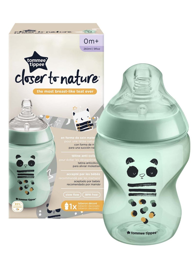 Pack Of 1 Closer To Nature Baby Bottle, Slow-Flow Anti-Colic Valve 0 Months+ 260 ml - Assorted