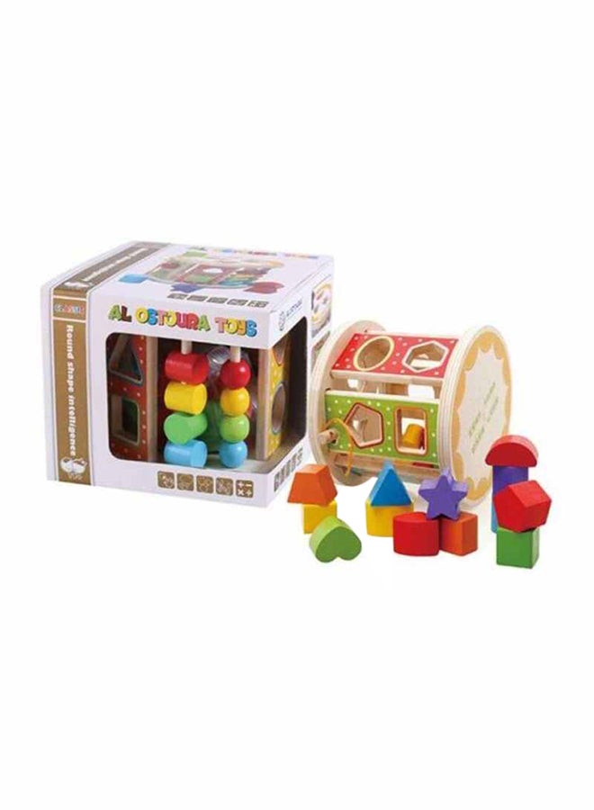Colorful Round Shape Geometric Block Board Sorter Play Puzzle Set For Kids 18.5x18.5x15.8cm