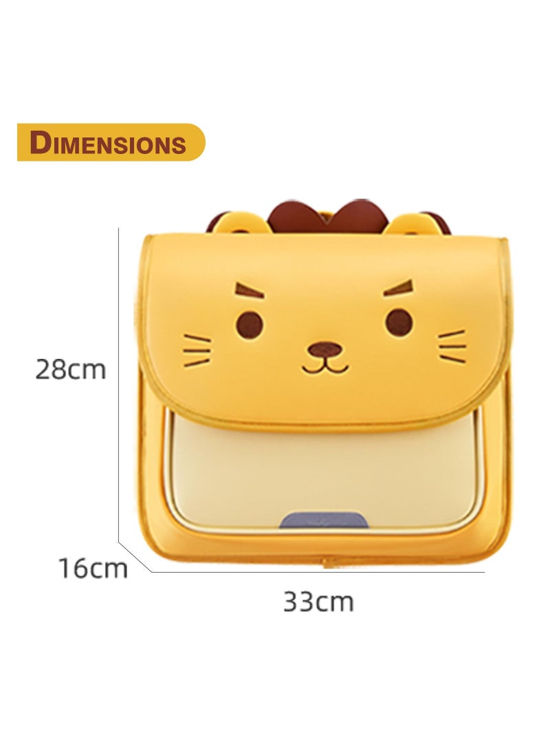 Nohoo Spine Protection Horizontal School Backpack for 0-5 Grade Primary Students - Lion Yellow