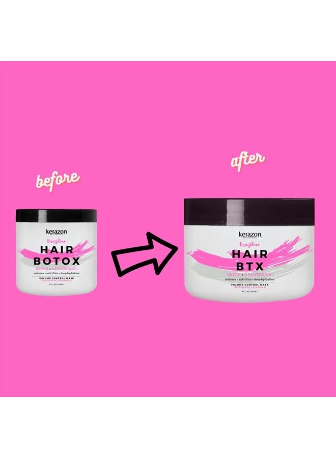 Intensive Brazilian Hair Botox Treatment 8oz/236ml For All Hair Types, Thermal Activated Hair Mask with Stronger and Long Lasting Volume And Frizz Control. Formaldehyde Free. Packaging may var
