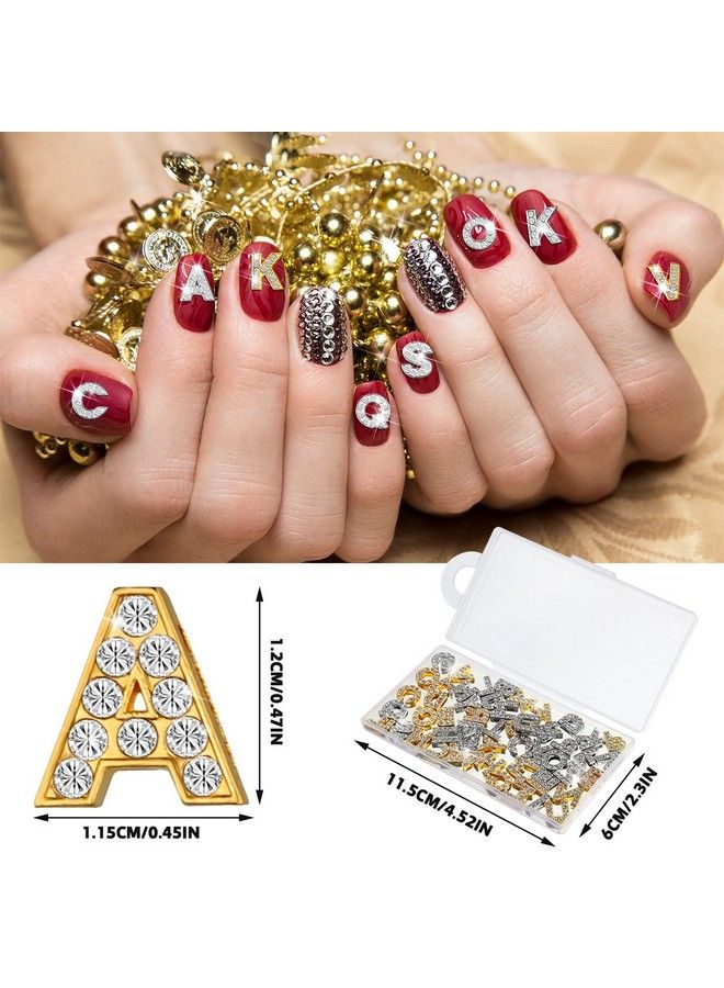 52 Pieces Letters Nail Stud Stickers Alloy Rhinestone Letter Charms 3D Capital Letters Nail Studs Alphabet Nail Charms English Nail Decoration For Women Girls Nail Accessories Salon (Delicate Style)