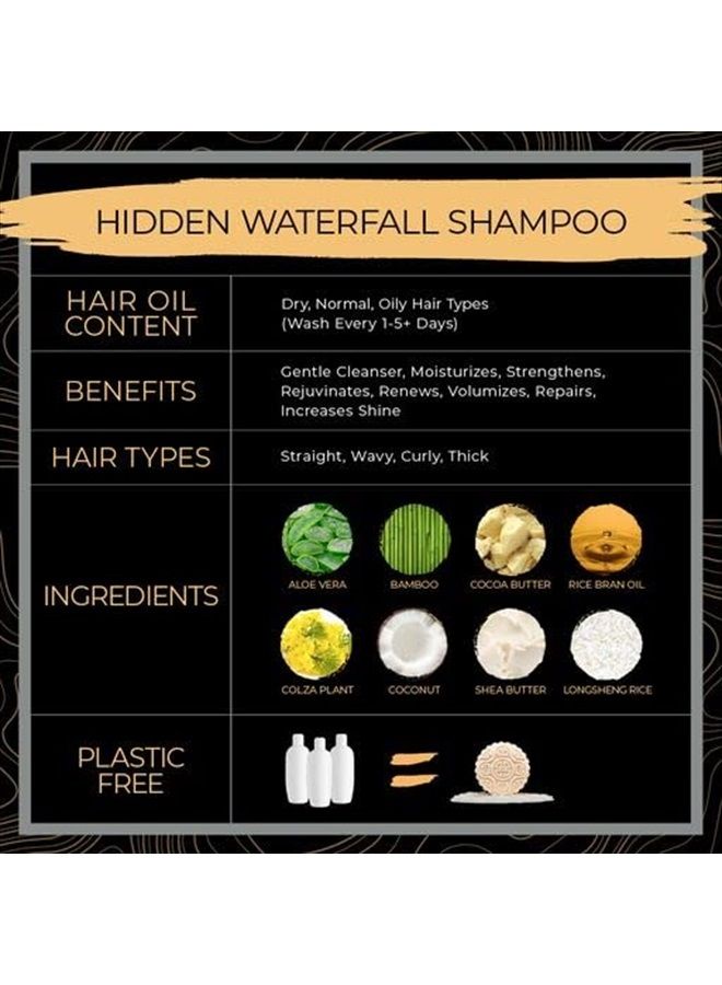 Shampoo Bar, Hidden Waterfall - Handcrafted with Longsheng Rice Water & Natural Ingredients - Sulfate-free, Paraben-free, Cruelty-free, Phthalate-free, pH balanced 100% Vegan, Zero-Waste