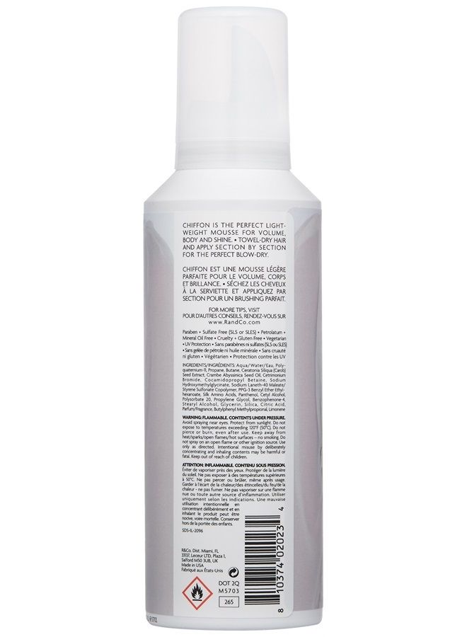 Chiffon Styling Mousse | Shapeable Body + Volume + Shine | Vegan + Cruelty-Free | 5.6 Oz