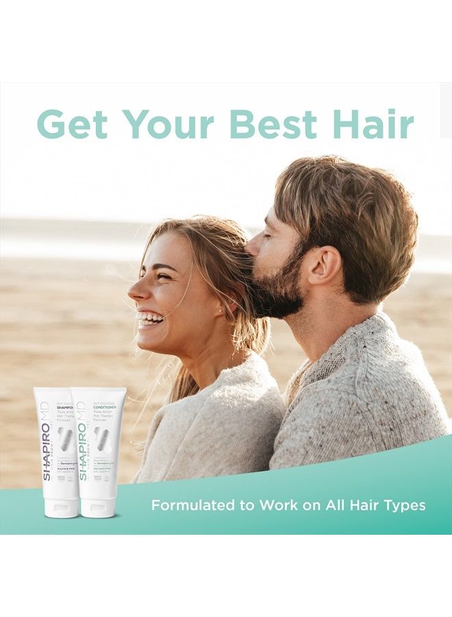 Hair Loss Shampoo and Conditioner | DHT Fighting Vegan Formula for Thinning Hair Developed by Dermatologists | Experience Healthier, Fuller & Thicker Looking Hair – Shapiro MD | 1-Month Supply
