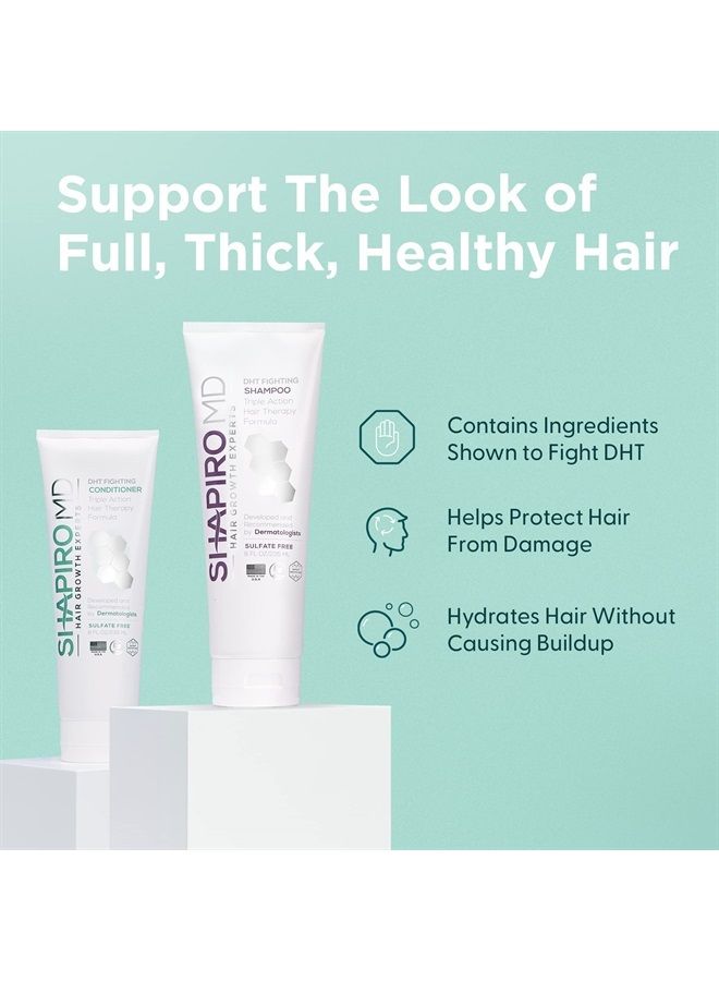 Hair Loss Shampoo and Conditioner | DHT Fighting Vegan Formula for Thinning Hair Developed by Dermatologists | Experience Healthier, Fuller & Thicker Looking Hair – Shapiro MD | 1-Month Supply
