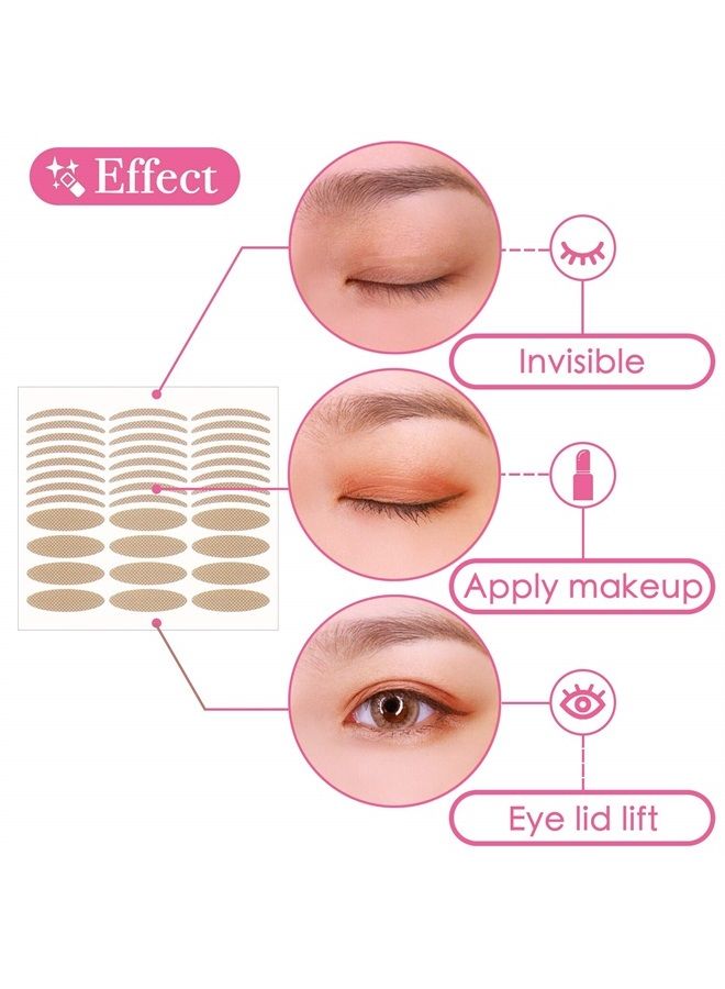 480Pcs Self-Adhesive Single-Sided Eyelid Tapes Double Eyelid Stickers Big Eye Tools, Eyelid Lift Strips for Hooded Droopy Uneven Mono-eyelids, Skin Color