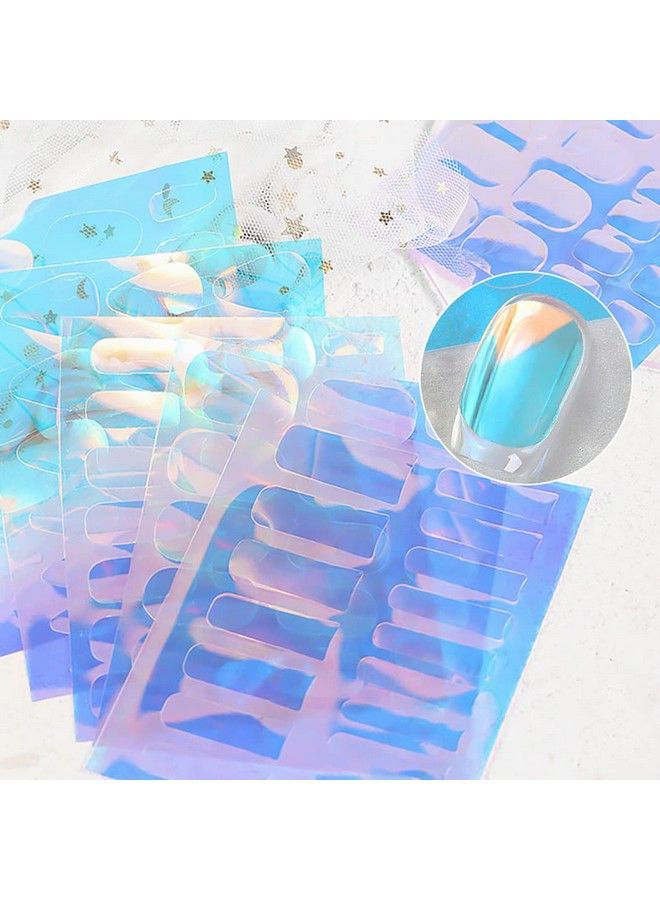 12 Sheets Aurora Nail Foil Sticker Ice Cellophane Nail Film Holographic Nail Art Stickers Laser Nail Decals For Women Girls Nail Art Decoration (6 Shapes)