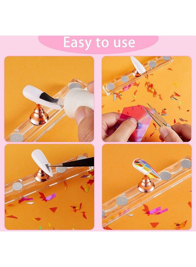 100 Pieces Iridescent Nail Art Glass Paper Cellophane Holographic Diy Mixed Colors Broken Glass Paper Reflective Mirror Foils Nail Art Stickers Dichroic Film Designs
