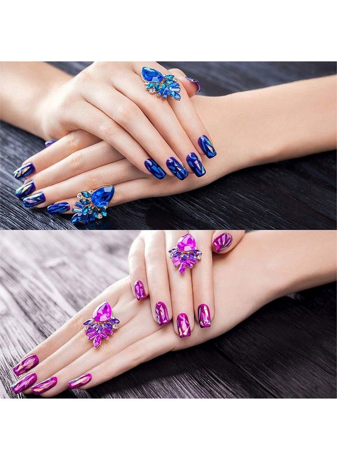 100 Pieces Iridescent Nail Art Glass Paper Cellophane Holographic Diy Mixed Colors Broken Glass Paper Reflective Mirror Foils Nail Art Stickers Dichroic Film Designs