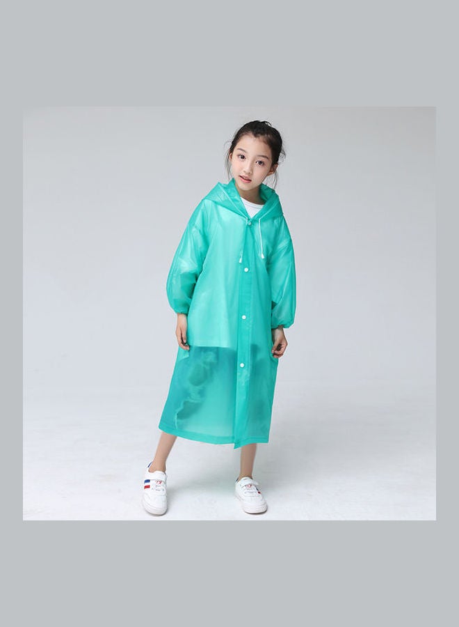 Kids Thick Reusable Hooded Raincoat Green