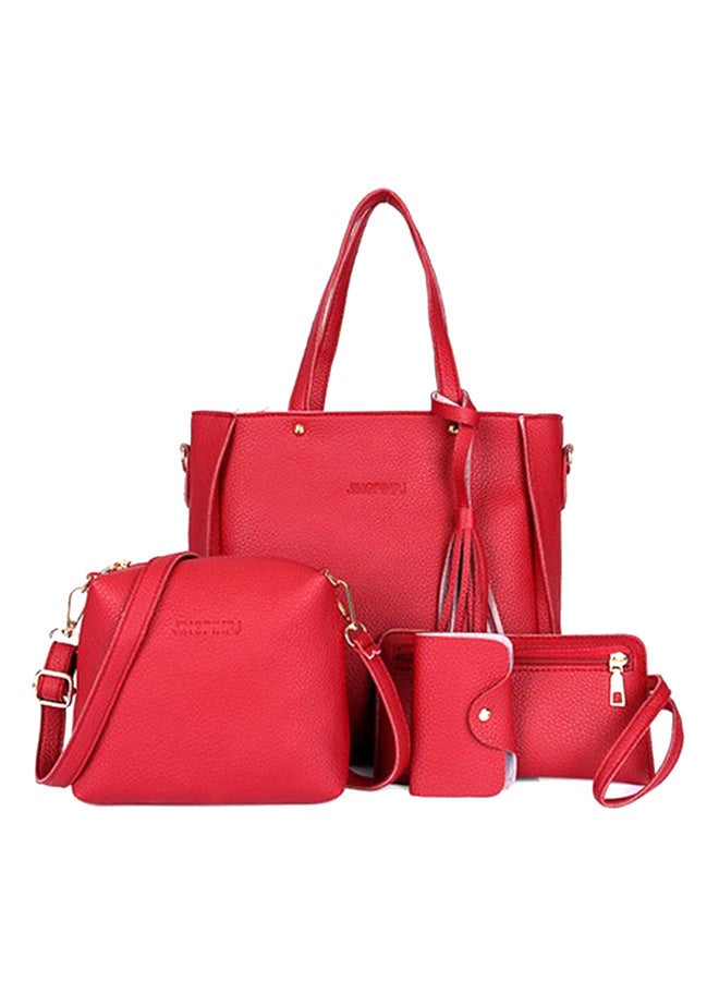 4-Piece Luxury Tassels Crossbody Bag Red