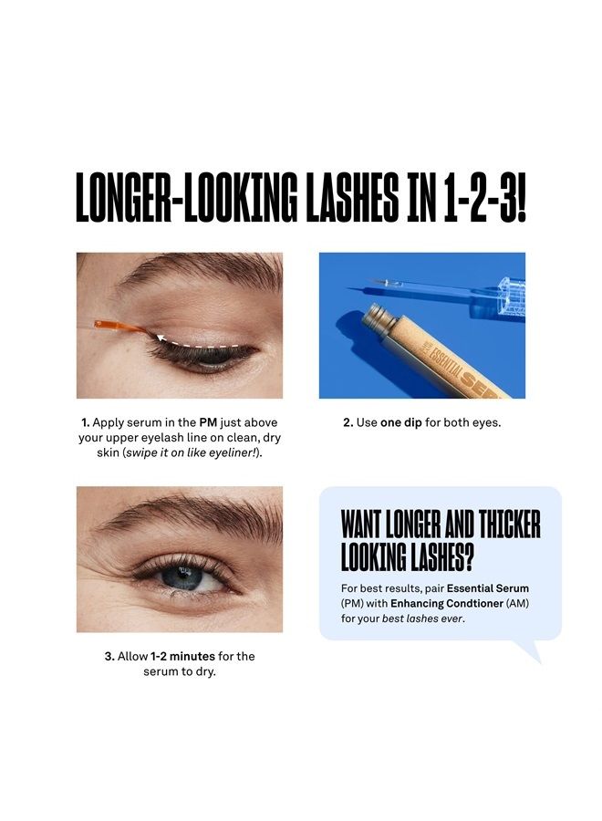 Babe Lash Essential Lash Serum - Fuller & Longer Looking Eyelashes, Lash Enhancing Serum, for Natural Lashes and Lash Extensions, 2mL, 3-month Supply