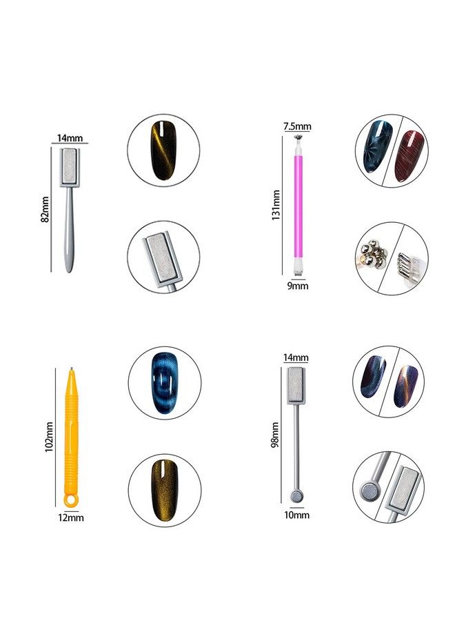 16 Pieces Cat Eye Magnet Tool For Nails Magnet Plate Wand Board Double Ended Nail Magnet Plate Nail Magnetic Pen Line Strip Effect 3D Magnetic For Cat Eye Gel Polish Diy Nail Art