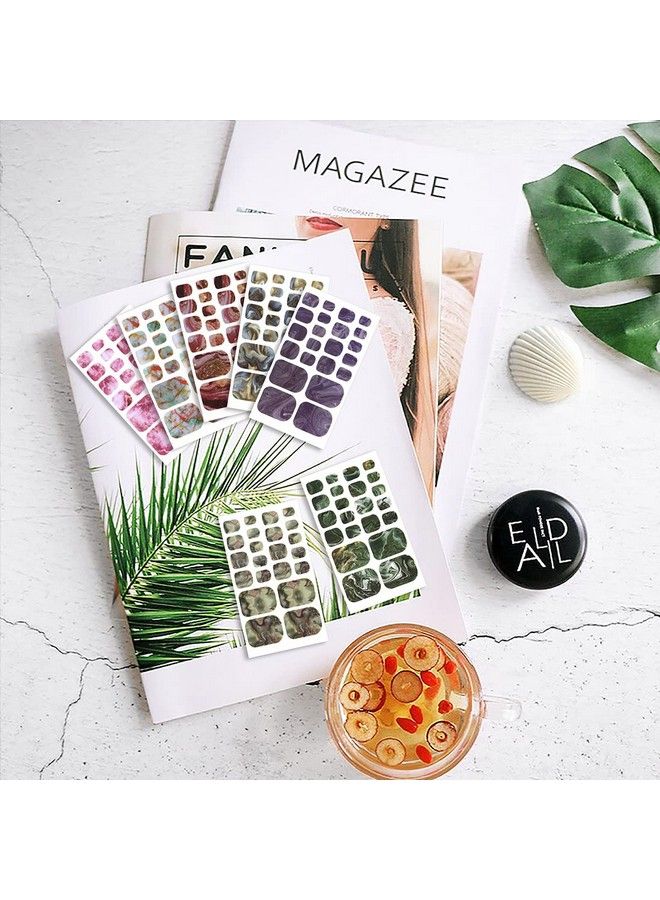 20 Sheets Gradient Marble Toe Nail Polish Strips Full Wraps Stickers Selfadhesive Marbling Toe Nail Wraps Toe Nails Manicure Decals With Nail Files For Women Girls Nail Art