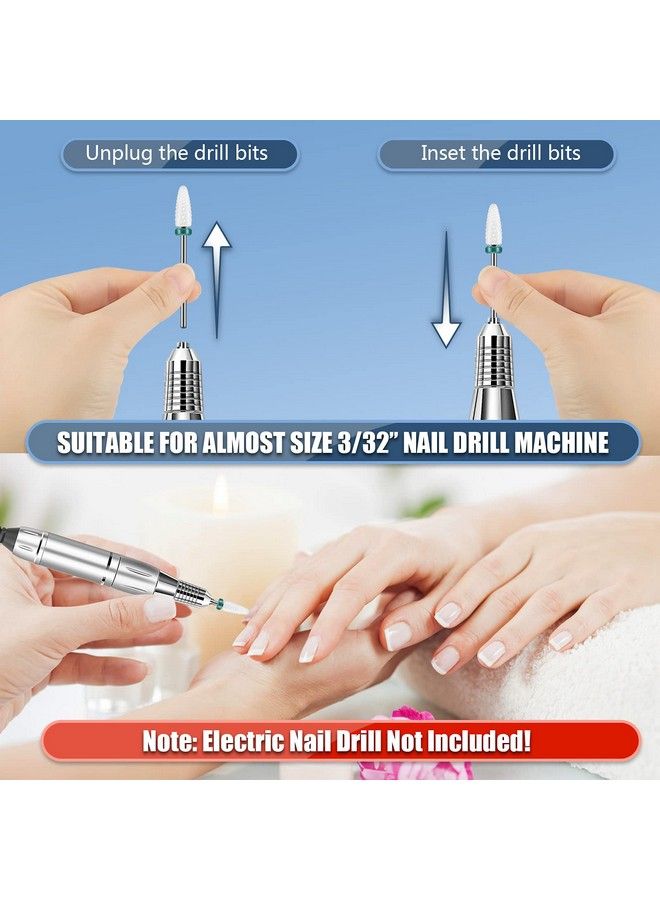 13Pc Nail Drill Bits Set Drill Bits For Nails 3Pcs Tungsten Carbide Drill Bits+ 3Pcs Ceramic Efile Nail Drill Bits+ 6Pcs Diamond Drill Bits+ 1Pcs Brush 3/32 Inch Nail Bits For Nail Drill