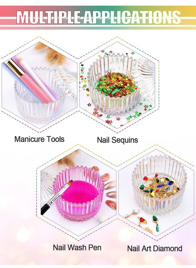 Monomer Dish With Lid Dappen Dish Nail Cup Small Glass Nail Dish For Liquid Powder Monomer Holder Colorful Damping Dapping Dish For Acrylic Nails