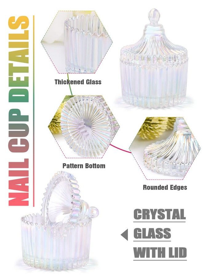 Monomer Dish With Lid Dappen Dish Nail Cup Small Glass Nail Dish For Liquid Powder Monomer Holder Colorful Damping Dapping Dish For Acrylic Nails
