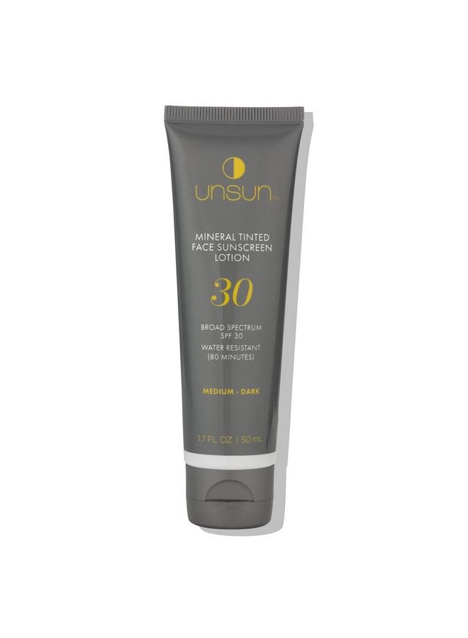 Mineral Tinted Face Sunscreen With Broad Spectrum Spf 30 Waterresistant Lotion Primer & Color Corrector 1.7 Fl Oz Medium/Dark