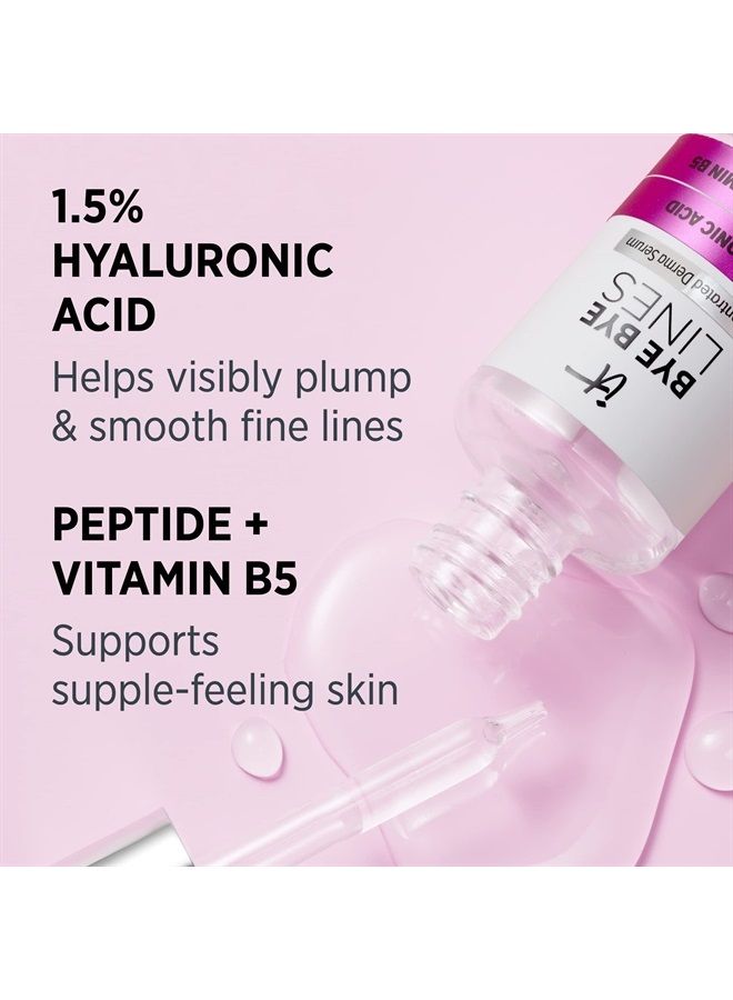 Bye Bye Lines 1.5% Hyaluronic Acid Serum - Visibly Plumps Skin & Smooths Fine Lines In 2 Weeks - With Peptide + Vitamin B5 - For All Skin Types - Vegan Formula - 1 fl oz
