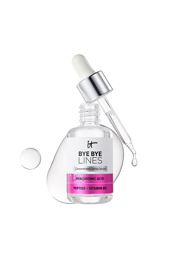 Bye Bye Lines 1.5% Hyaluronic Acid Serum - Visibly Plumps Skin & Smooths Fine Lines In 2 Weeks - With Peptide + Vitamin B5 - For All Skin Types - Vegan Formula - 1 fl oz