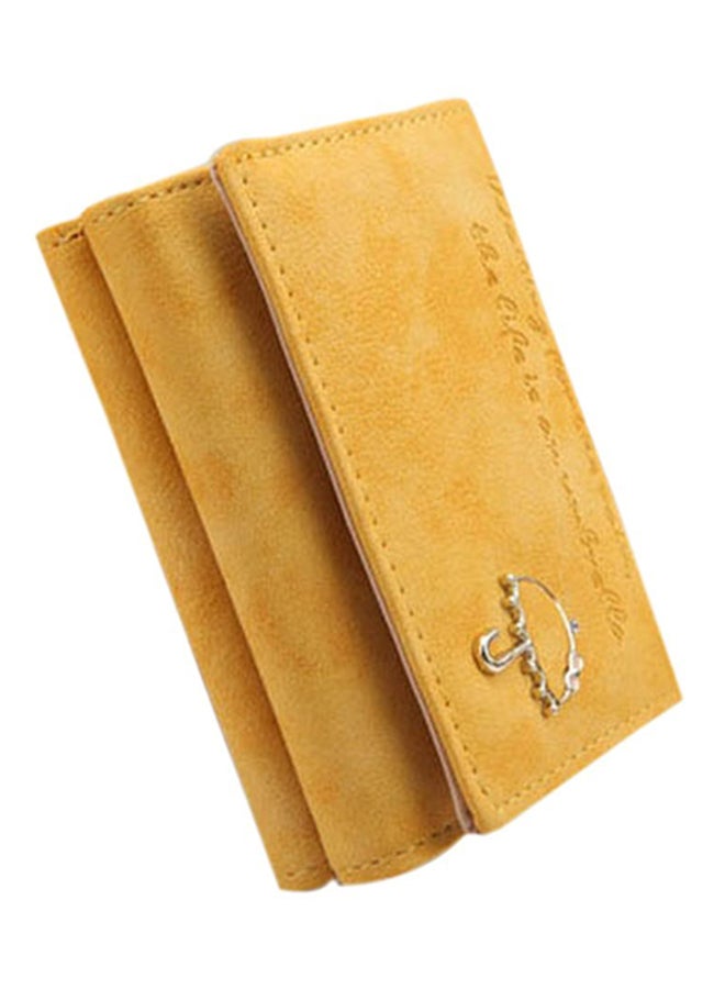 Faux Leather Tri-Fold Wallet Yellow