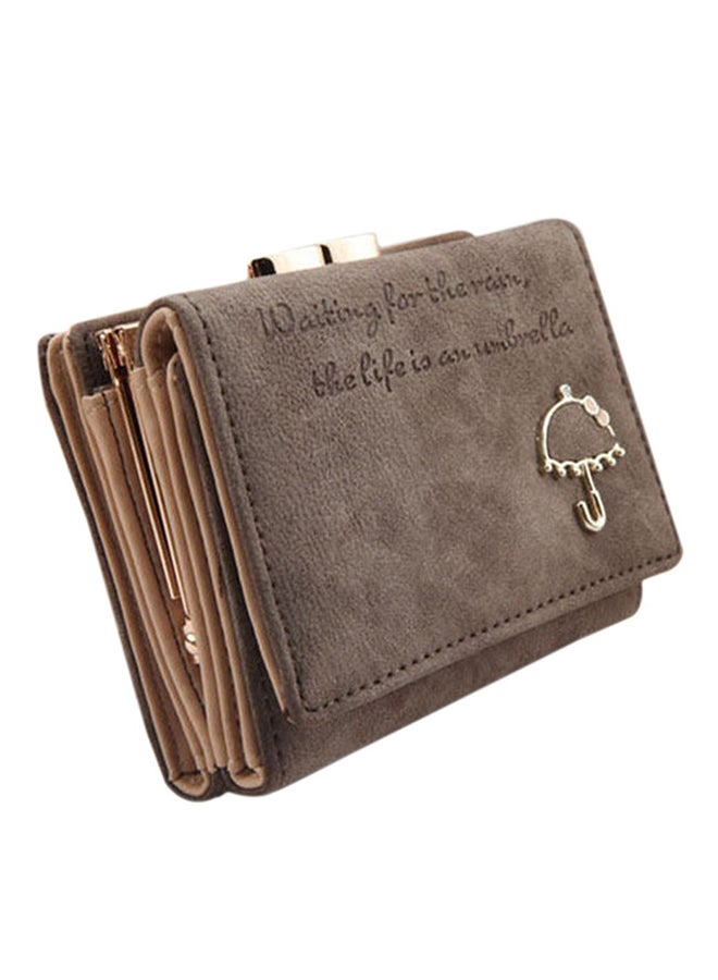 Faux Leather Tri-Fold Wallet Dark Grey