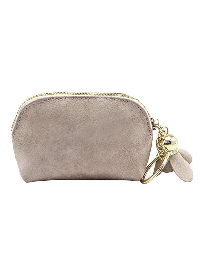 Rose Pendant Detailed Mini Wallet Beige