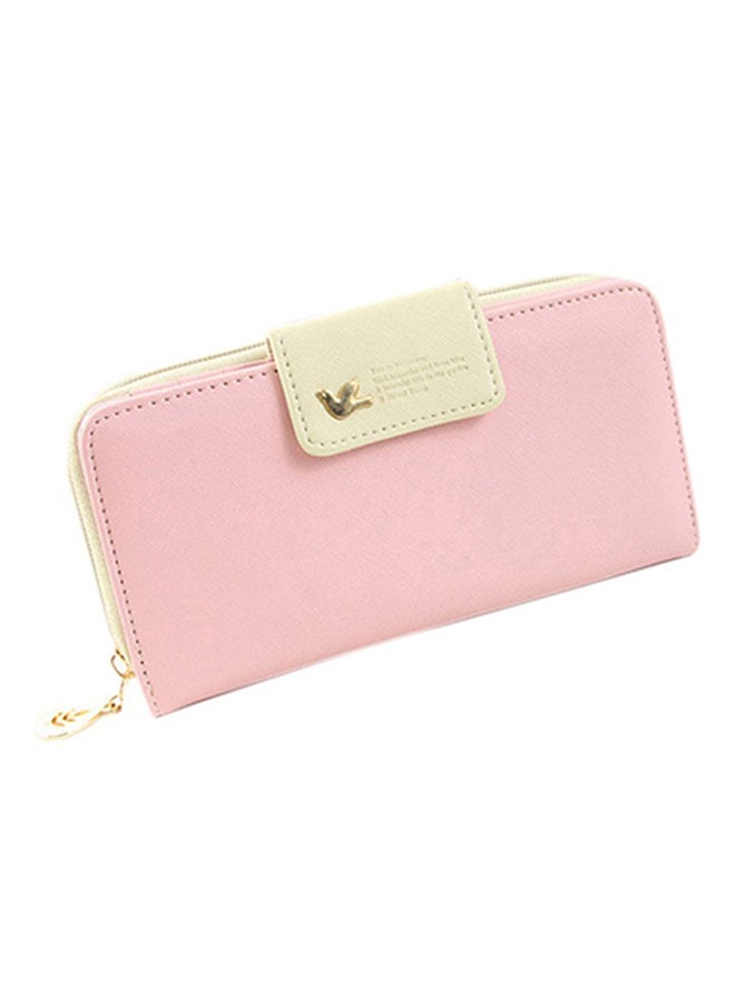 Zipper Card And Phone Holder Clutch Pink/White