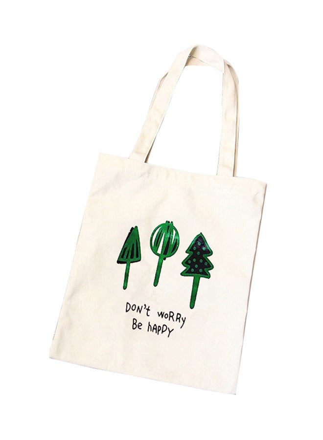 Canvas Shopping Bag White/Green