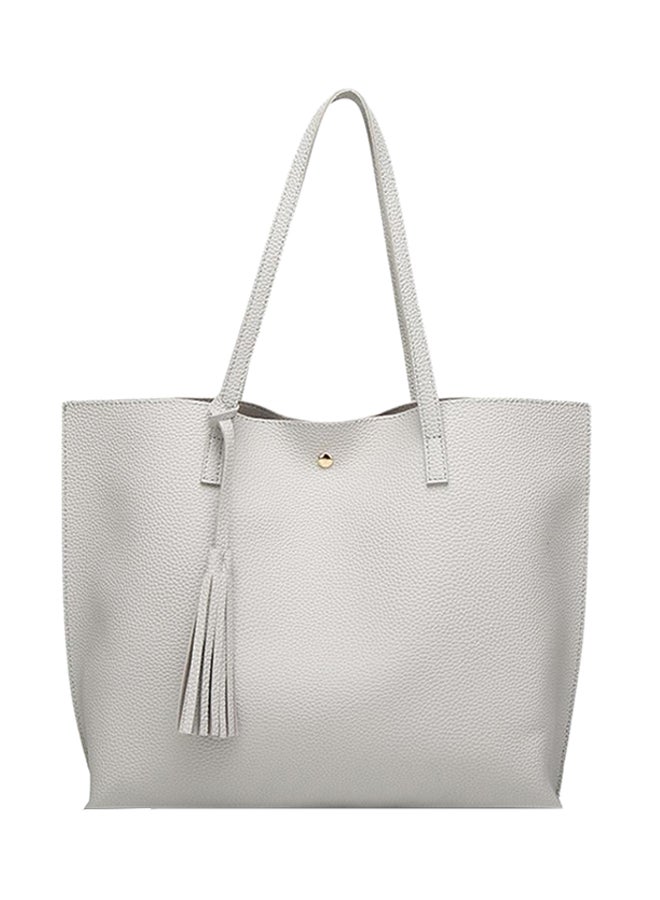 Faux Leather Tote Grey