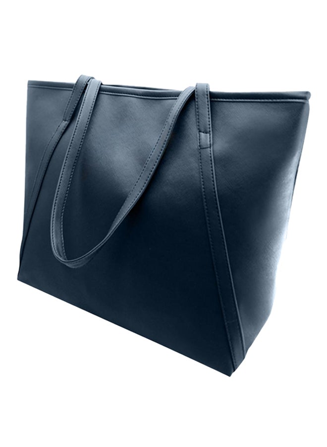 Faux Leather Tote Bag Blue