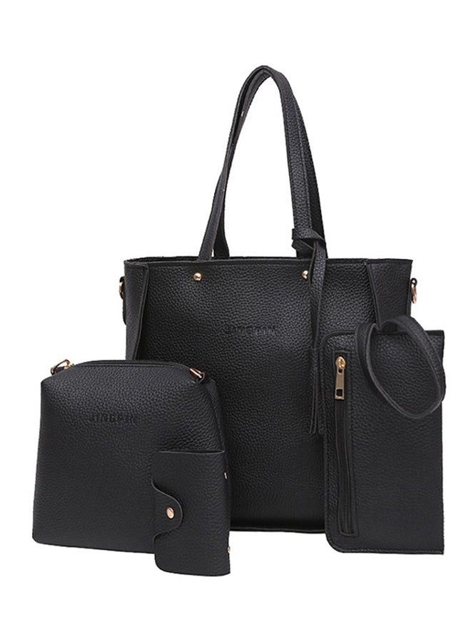 4-Piece Tassel Décor Bag Black