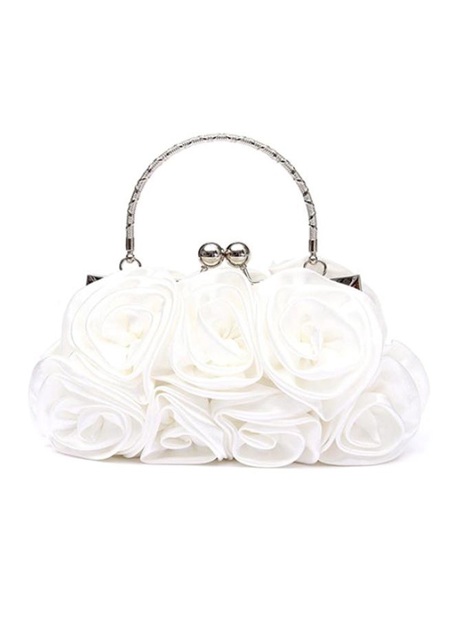 Rose Flower Pattern Clutch White