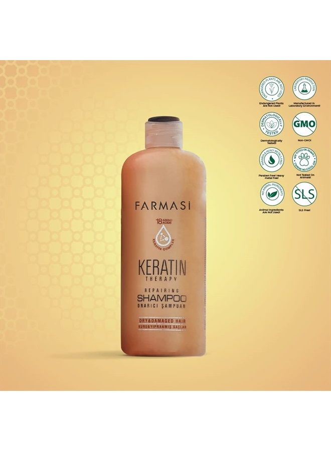 Keratin Therapy Repairing Shampoo, Hair Treatment for Smoothing & Nourishing, Repairs Damaged Hair, Hydrates, Nourishes, Anti Frizz for Dry Hair and Extra Shine, 12.2 fl. oz / 360 ml