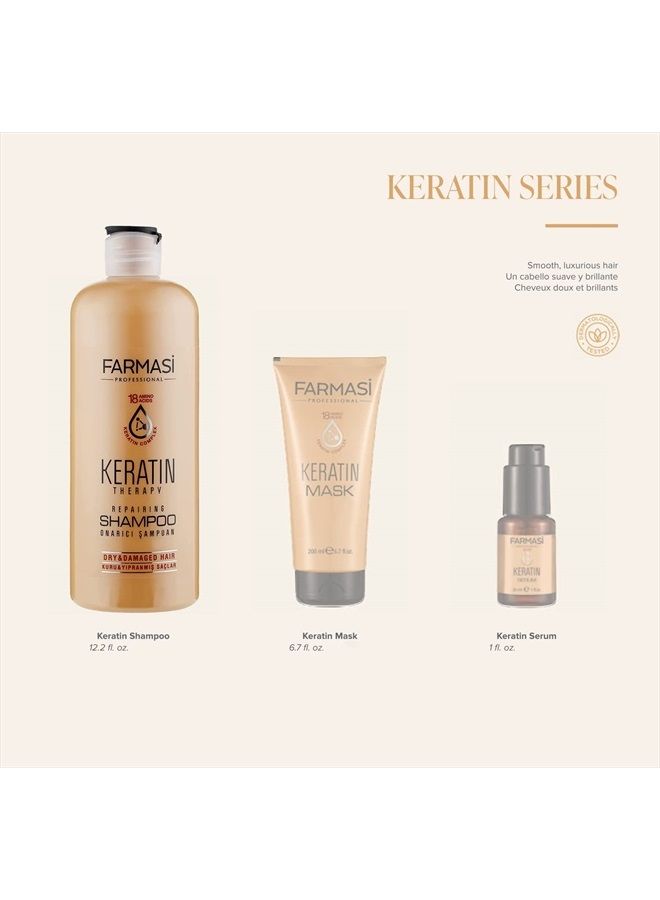Keratin Therapy Repairing Shampoo, Hair Treatment for Smoothing & Nourishing, Repairs Damaged Hair, Hydrates, Nourishes, Anti Frizz for Dry Hair and Extra Shine, 12.2 fl. oz / 360 ml